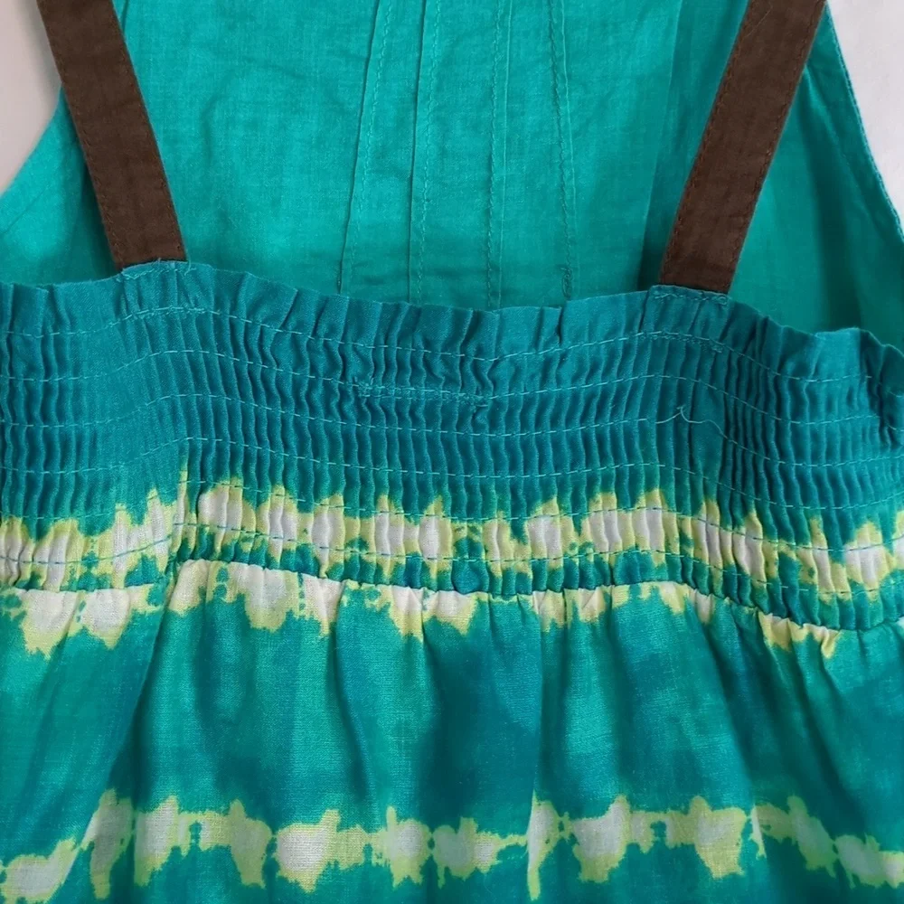 Calypso St. Barth | Tropical Boho Tie Dye Strappy Turquoise LimeTop | 4T